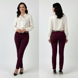 PAIGE Womens Ponte Trousers Size 30 Deep Red Velvet Slim Pants‎ M807374-5755